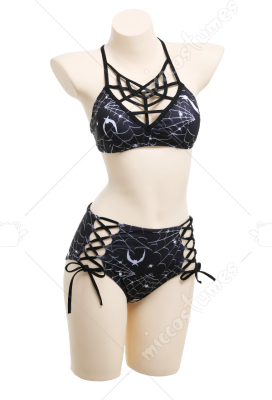 Gothic Stunning Swimsuit Series Woman Lace Up Two Pieces Bikini Set