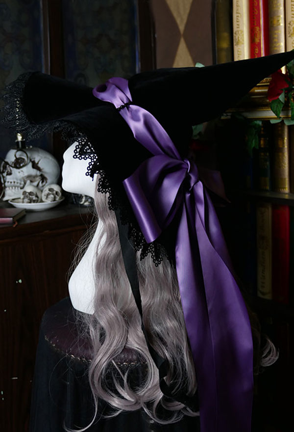 Women Lolita Witch Hat – Gothic Decorations Outfit | Fleece Halloween ...