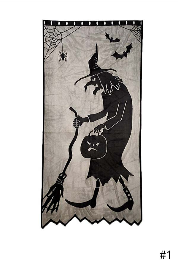 Gothic Halloween Door Cover Halloween Spider Web Door Curtain Halloween Party Accessory