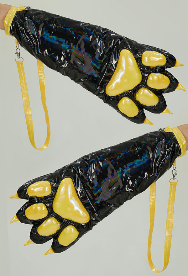 Shiny PU Leather Paw Gloves Cosplay Accessory Three-Dimensional Large Cat Paw