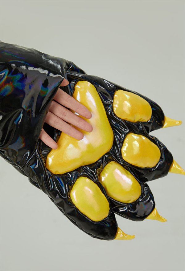 Shiny PU Leather Paw Gloves Cosplay Accessory Three-Dimensional Large Cat Paw