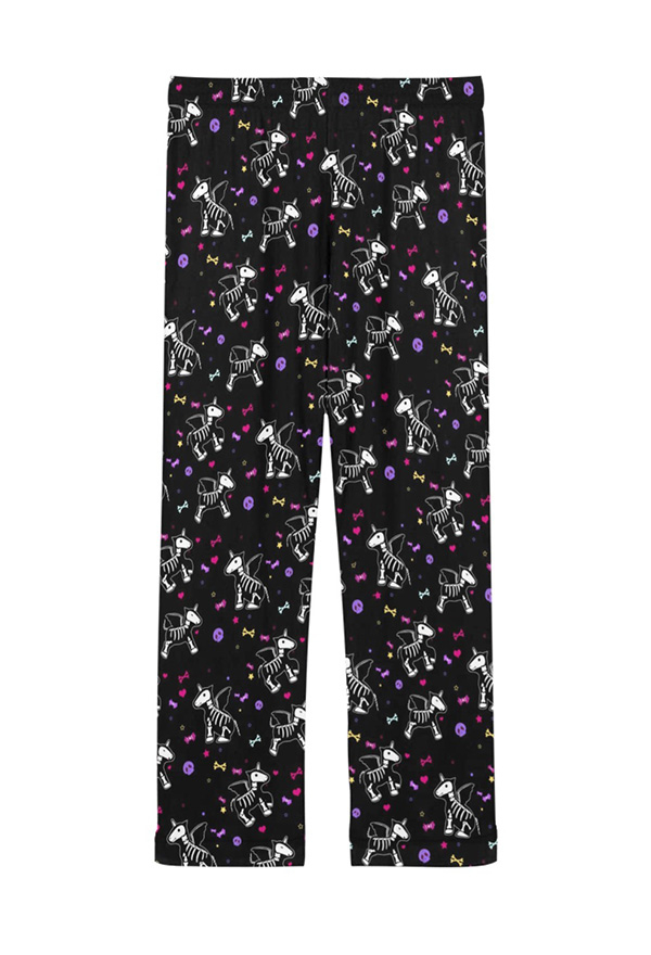 Women Gothic Black Unicorn Skeleton Pajama Bottom