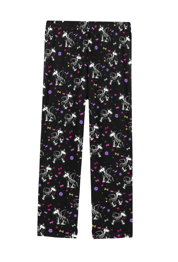 Women Gothic Black Unicorn Skeleton Pajama Bottom