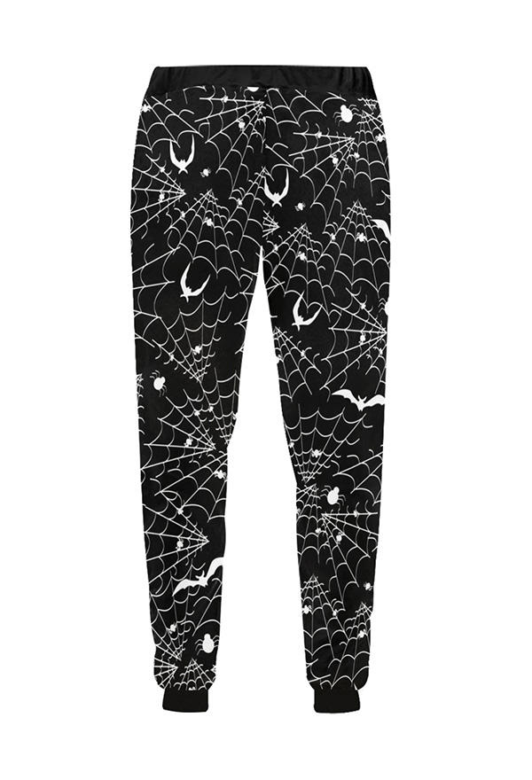 Women Halloween Gothic Black Bat Web Track Pants