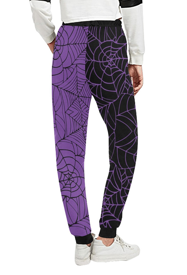 Women Halloween Gothic Purple Butterfly Web Track Pants