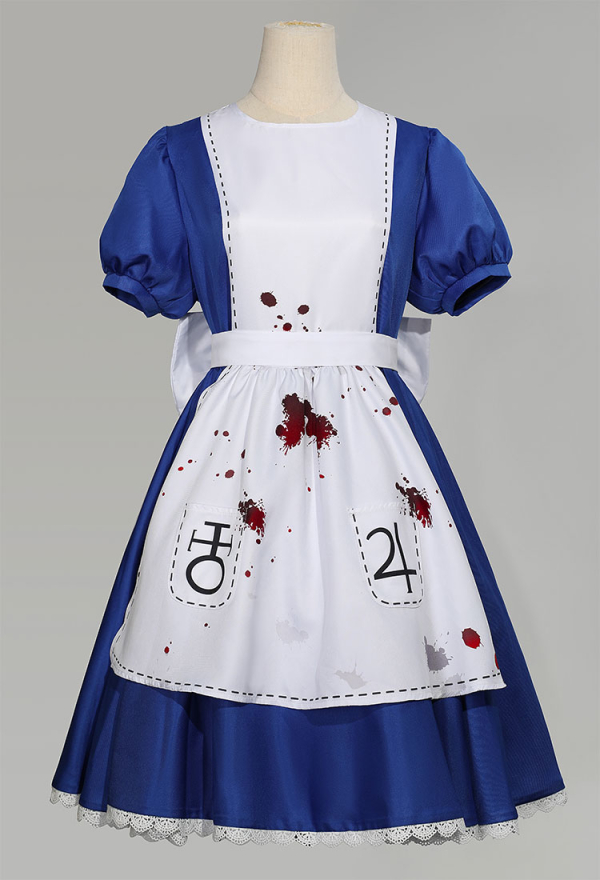 Alice: Madness Returns Alice Cosplay Costume Halloween Maid Dress Set