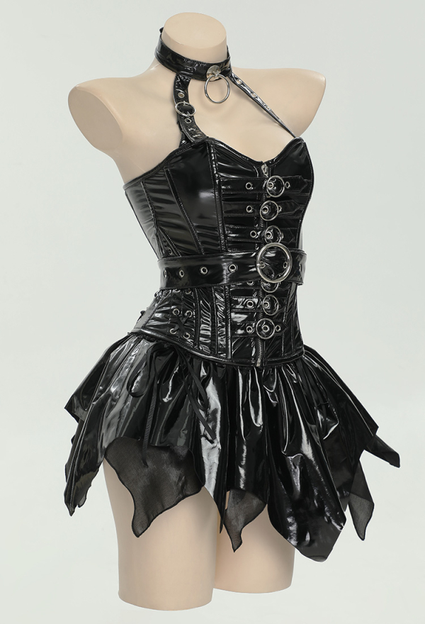 Miss Scissorhands Derived Gothic Corset Top and Skirt with Gloves and Thigh-high Stockings  Cosplay Costume