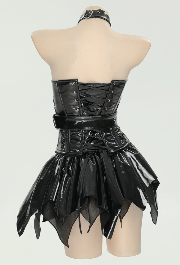 Miss Scissorhands Derived Gothic Corset Top and Skirt with Gloves and Thigh-high Stockings  Cosplay Costume