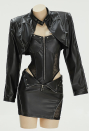 Gothic Spiderweb Sexy Casual Outfit Black Cami Top and Mini Skirt with Short Jacket