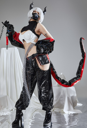 Cyberpunk Dragon Girl Costume Lingerie Set Top and Pants with Tail