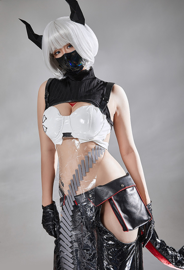 Cyberpunk Dragon Girl Costume Lingerie Set Top and Pants with Tail