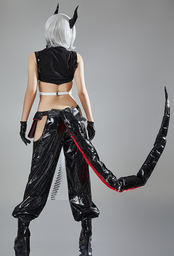 Cyberpunk Dragon Girl Costume Lingerie Set Top and Pants with Tail