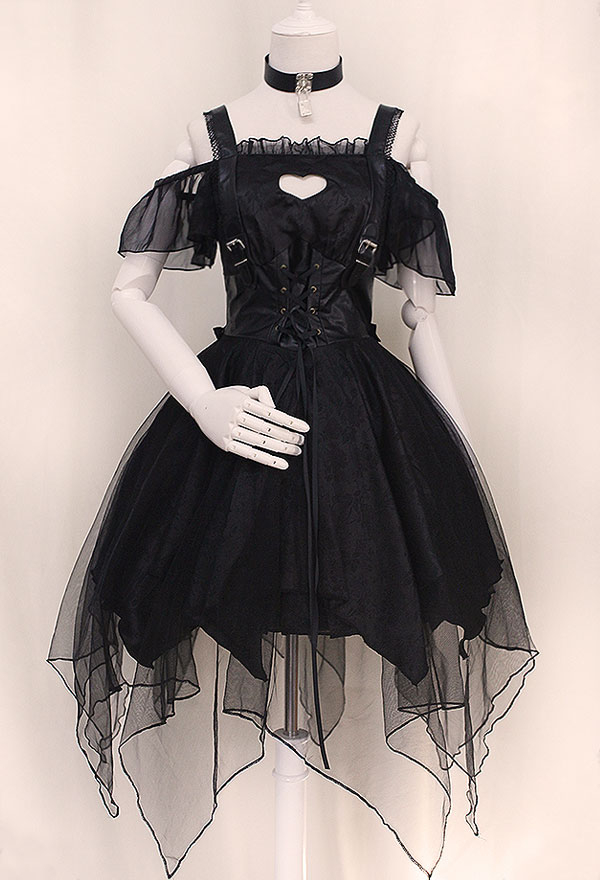 Gothic Lolita Dress – Gothic Dress Outfit | Black Elegant Ruffles Hem ...