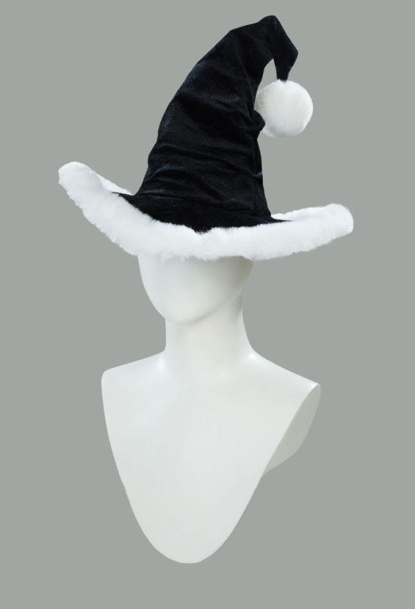 Christmas Gothic Black Dress Set Dark Witch Style Furry Dress with Cloak Hat Gloves