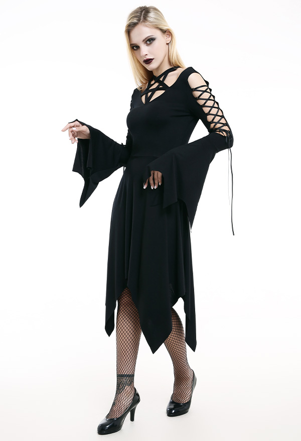 Dark Witch Halloween Bliss My Dear Bridesmaid Dress Gothic Midi ...