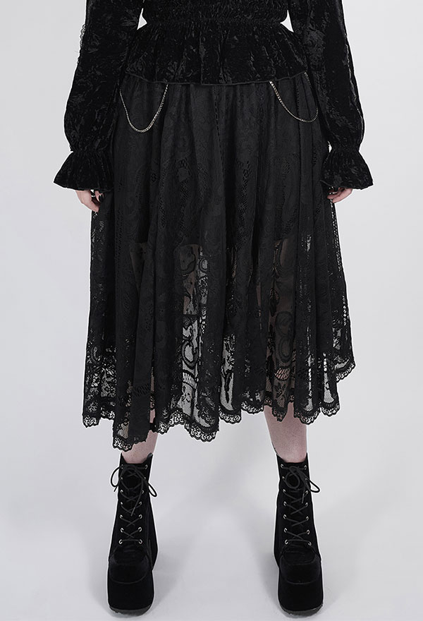 Punk Rave Dark Night Lace Skirt Gothic Outfit | Black Womens Plus Size ...