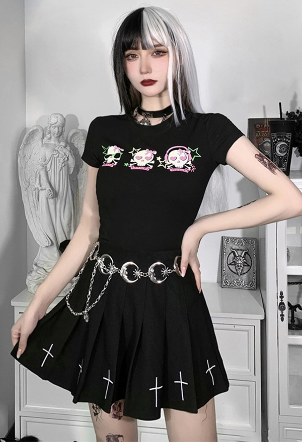 E-girl Hot Selling Clothing Gothic Round Collar Top – Gothic Top| Black ...