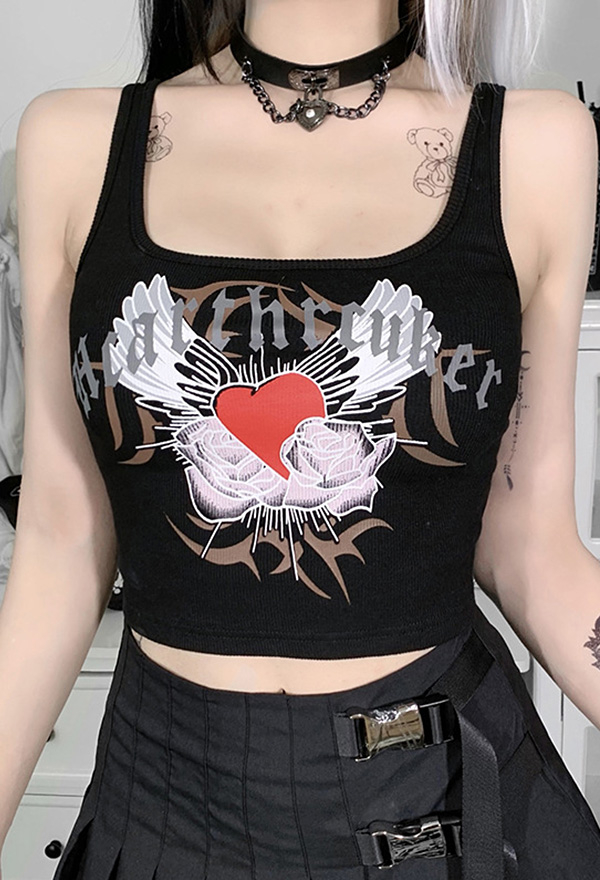 Woman E-girl Gothic Navel Slim Cami Top – Gothic Top| Love Wings ...