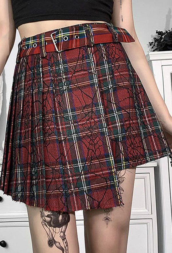 Gothic Pastel Skirt E Girl Fashion Plaid High Waist Mini Skirt Gothic