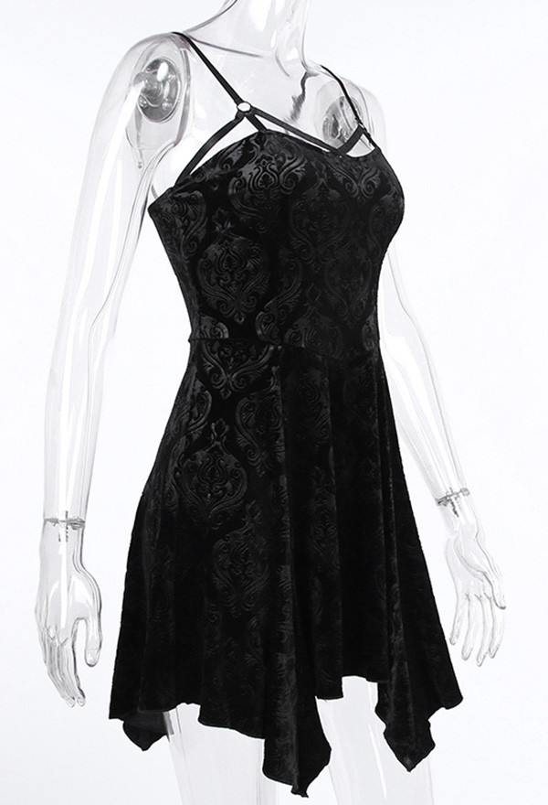 Mall Goth Aesthetic Sleeveless Cocktail Dress – Grunge Outfit | Black ...
