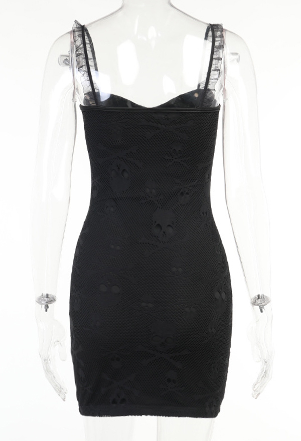 Gothic Lace Sling Hot Dress – Gothic Dress | Black Show Breast Front ...
