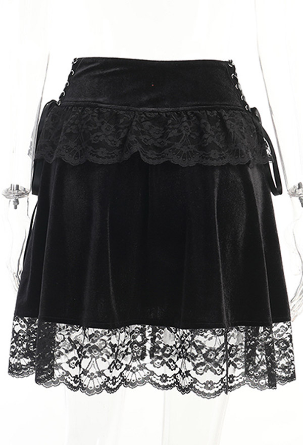 Gothic Aesthetic Elegant Mini Skirt – Gothic Skirts | Black Velvet ...