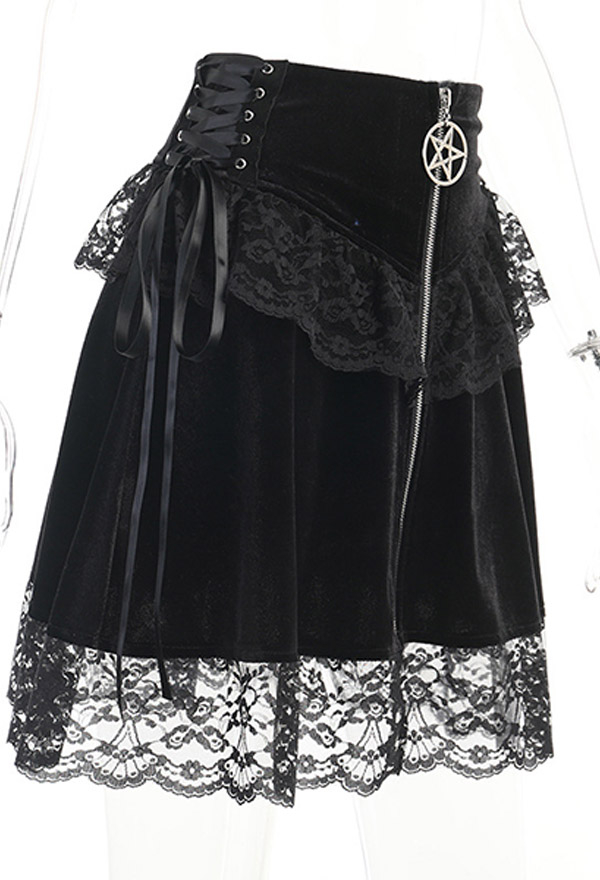 Gothic Aesthetic Elegant Mini Skirt – Gothic Skirts | Black Velvet ...
