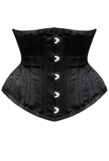 Women Gothic Vampire Side Floral Pattern Buckle-Up Underbust Corset