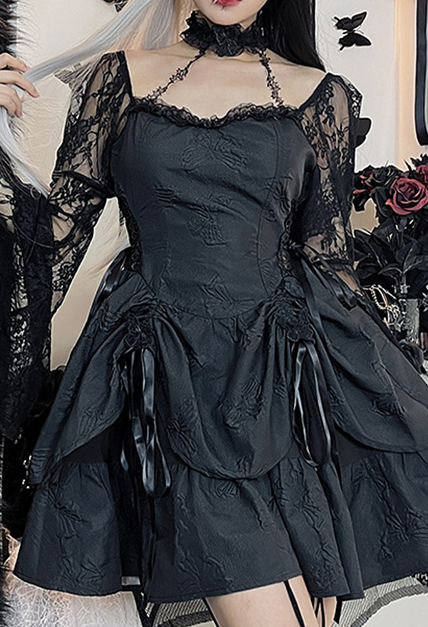 Gothic Halter Cake Dress - Gothic Dresses