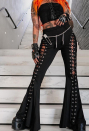 Black Gothic Style Flare Pants with Hollow-out Bandage Long Pants