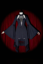 Moonlight Romance Medieval Gothic Costume Black Halter Irregular Dress with Flared Sleeve Short Jacket