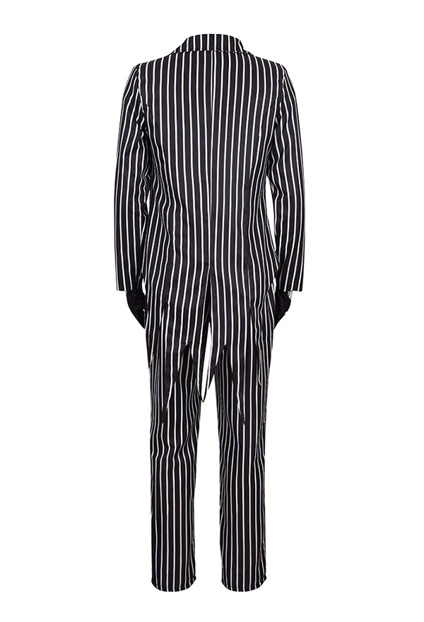 Halloween Jack Skellington Style Costume Gothic Long Sleeve Jacket and Pants with Bow Tie and Gloves