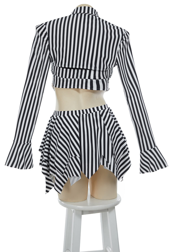 Sweet Nightmare Jack Skellington Style Swimsuit Long Sleeves Top and Tank with Skirt and Bottom