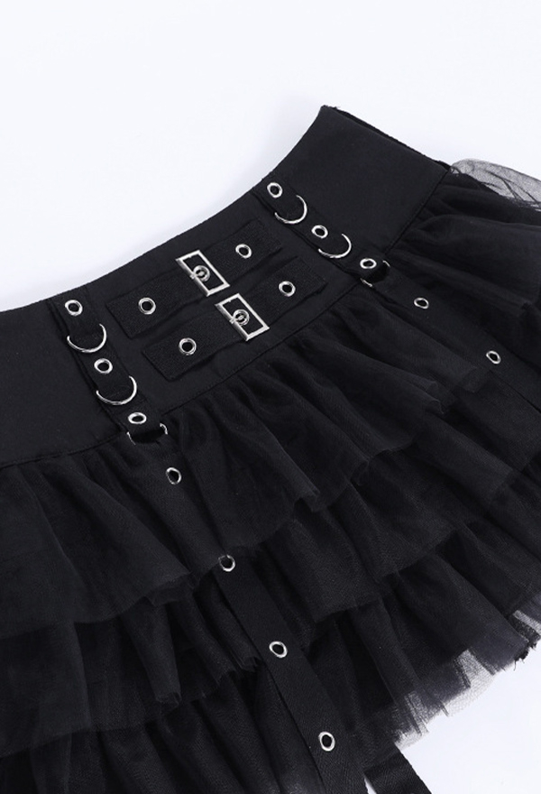 Gothic Style Black Mini Skirt Slim Fit Super Short Cake Skirt