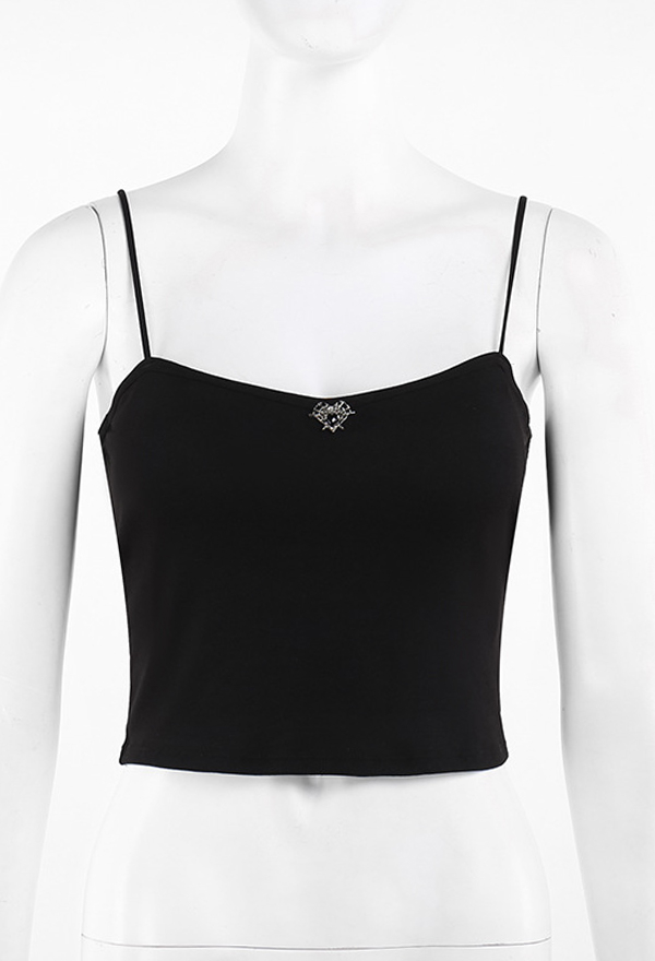 Gothic Style Camisole Vest Black Spider Web Hollow Backless Tank Top