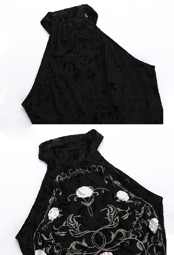 Gothic Style Vest New Chinese Style Printed Halter Top