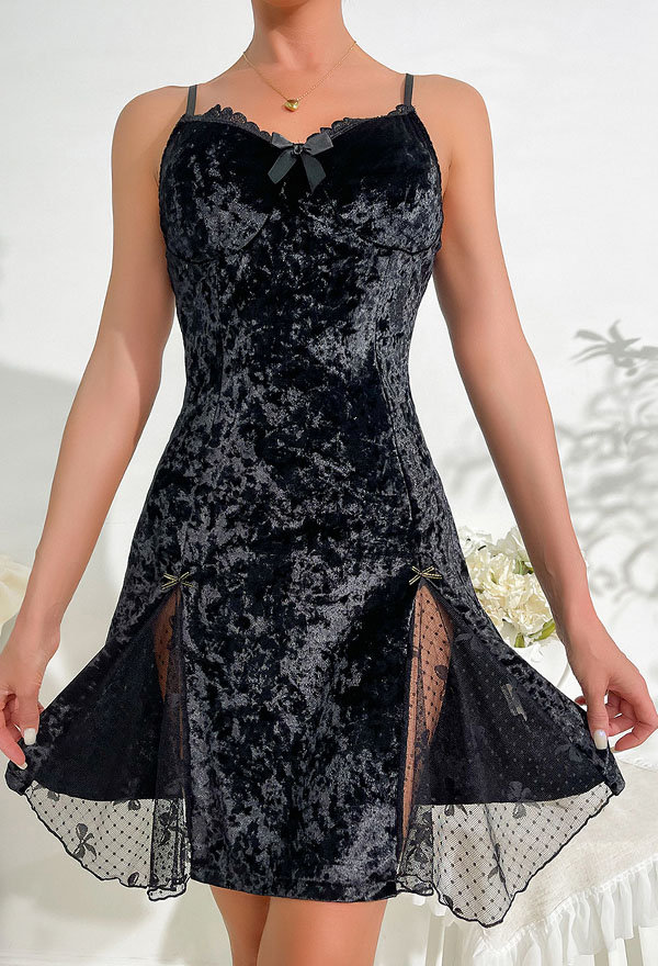 Gothic Style Sexy Dress Black Lace Suspenders Cami Dress