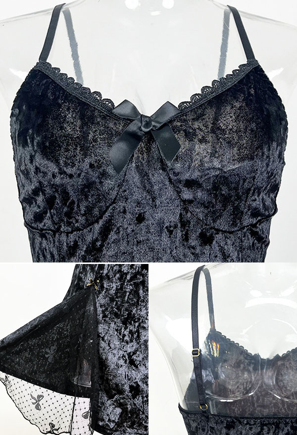 Gothic Style Sexy Dress Black Lace Suspenders Cami Dress