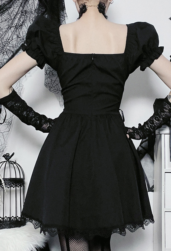 Gothic Black Short Sleeves Dress Strapless Bandage Dress