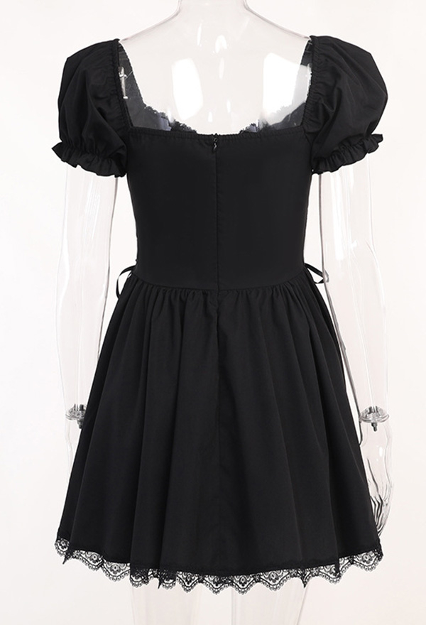 Gothic Black Short Sleeves Dress Strapless Bandage Dress