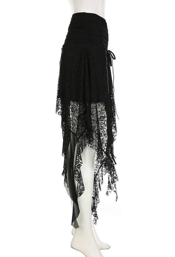 Gothic Black Skirt Dark Style Tassel Irregular Half Skirt