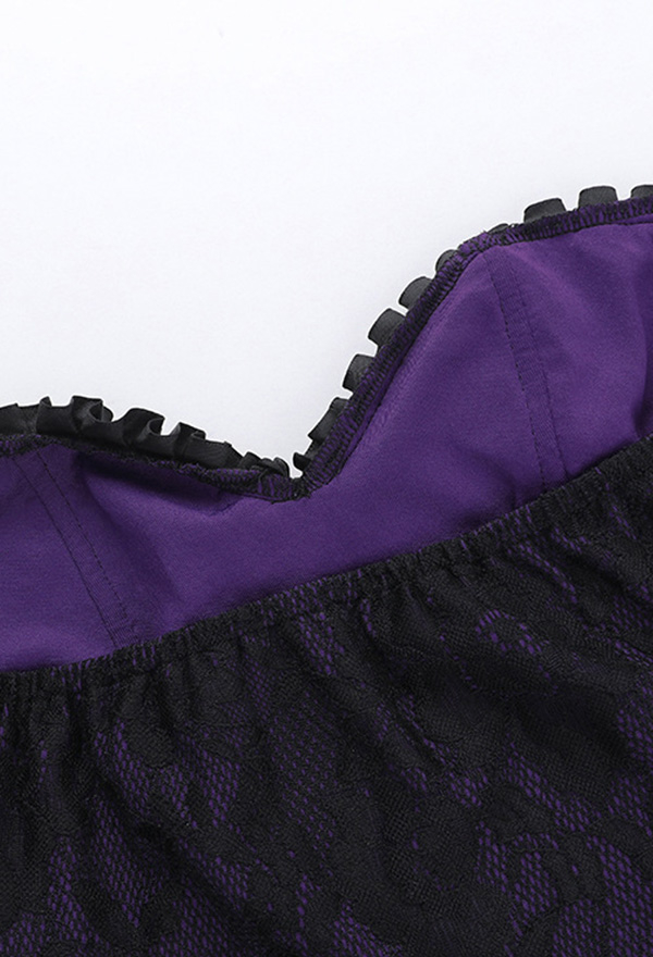 Gothic Vintage Top Halloween Purple Lace Sexy Tube Top