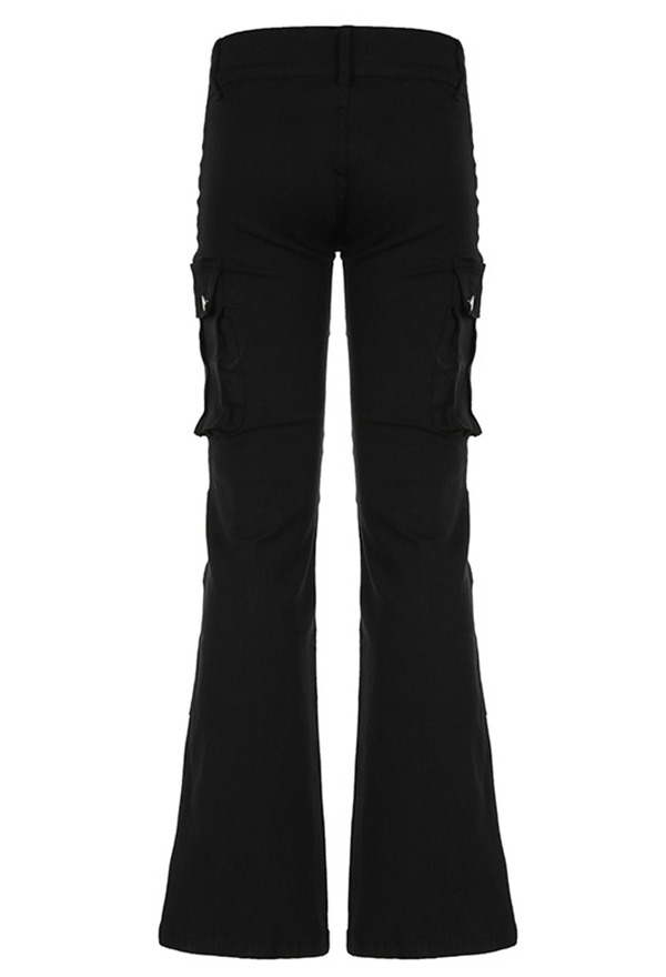 Gothic Black Low Waist Jeans Dark Punk Style Slim Pants Jeans