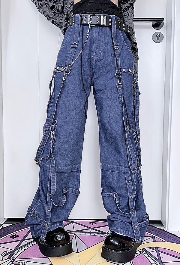 Y2K Blue Loose Jeans - Gothic Skirts and Pants | High-Waist Denim ...