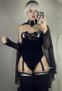 Love Poetry Sexy Black Rose Decoration Sexy Lace Lingerie with Cloak and Stocking