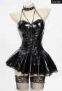 Plus Size Miss Misa Gothic Corset Camisole and Skirt Set Black Lace-up Corset Style Top and Skirt with Net Stockings and Sleeves