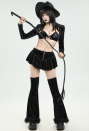 Dark Rave Gothic Cowgirl Style Suit Black Sexy Bra and Skirt with Crop Top and Hat