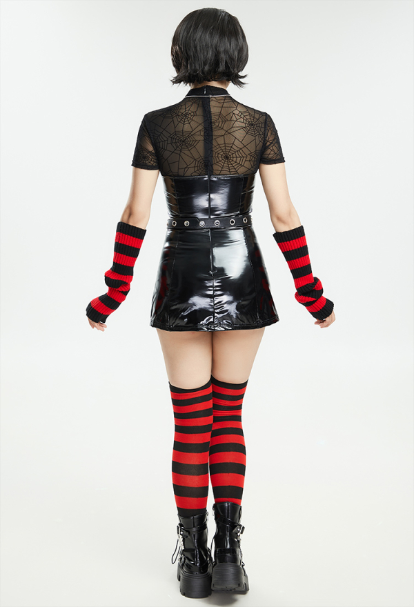 Halloween Vampire Derived Gothic Sexy Dress and Belt with Arm Sleeves Socks Cosplay Costume