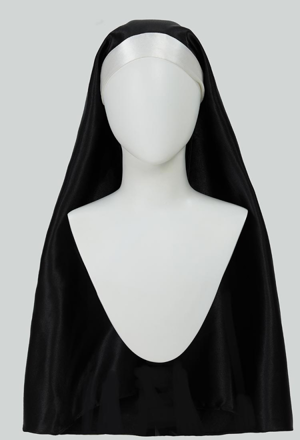 Holy Love Gothic Nun Style Black Bodysuit and Flared Sleeve Cover-up Shrug with Head Piece