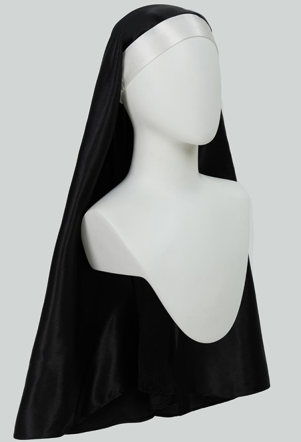 Holy Love Gothic Nun Style Black Bodysuit and Flared Sleeve Cover-up Shrug with Head Piece